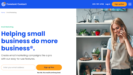 Historical Constant Contact homepage.