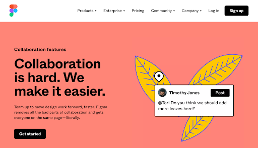 Historical Figma landing page highlighting collaboration.
