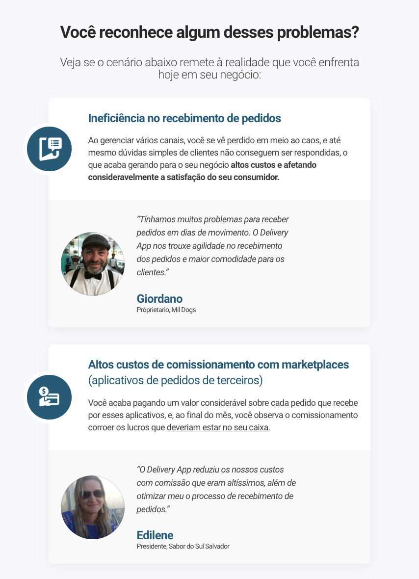 Delivery App contextual testimonials from the original analysis.