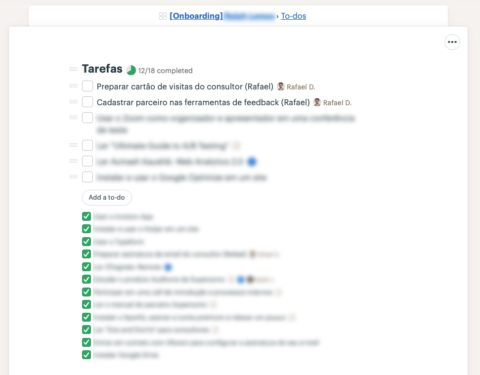 Supersonic onboarding checklist in Basecamp, with details blurred in the source.